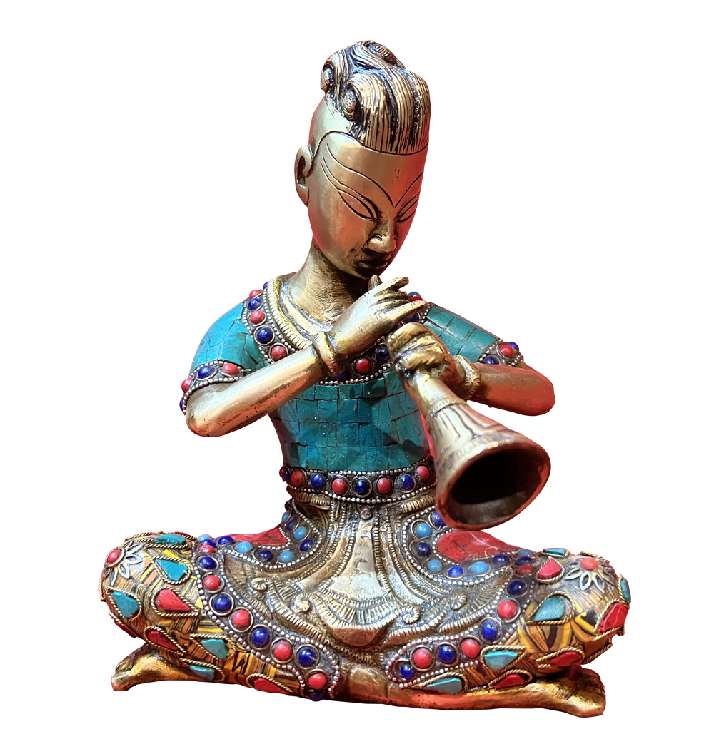 Musician With Bansuri Stone Work