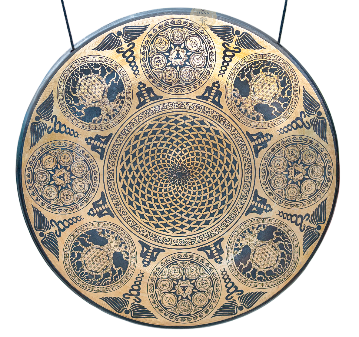Premium Sacred Geometry Engraved Tam Tam Gong
