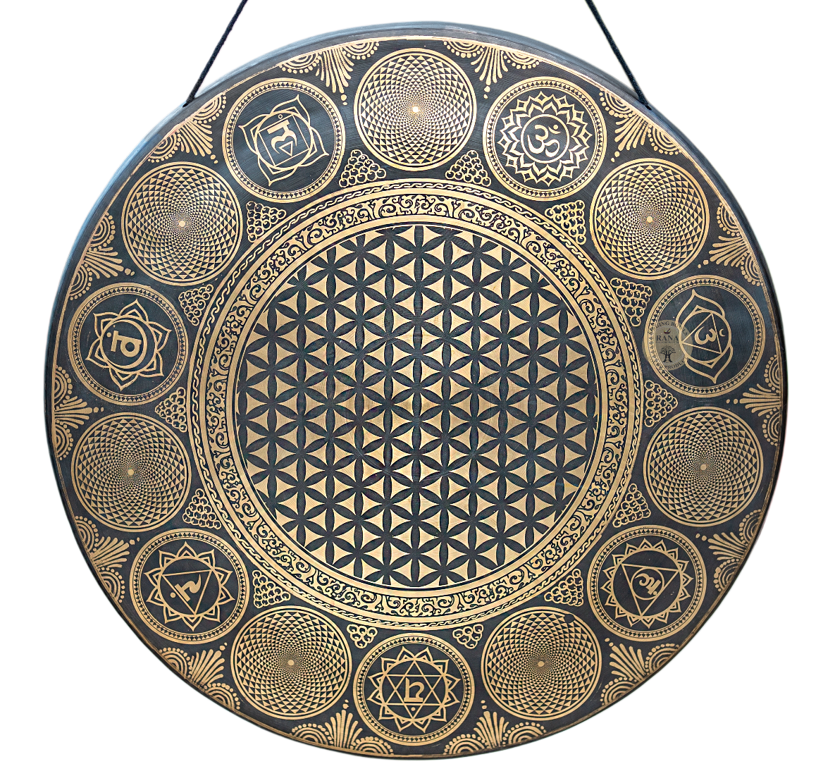 Premium Flower of Life 7 Chakra Engraved Tam Tam Gong