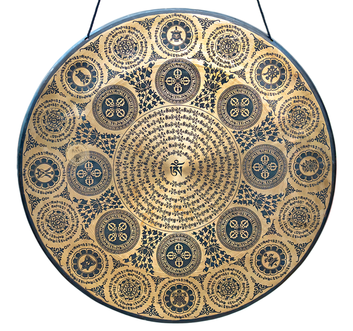 Premium Tibetan Om Mantra Engraved Tam Tam Gong