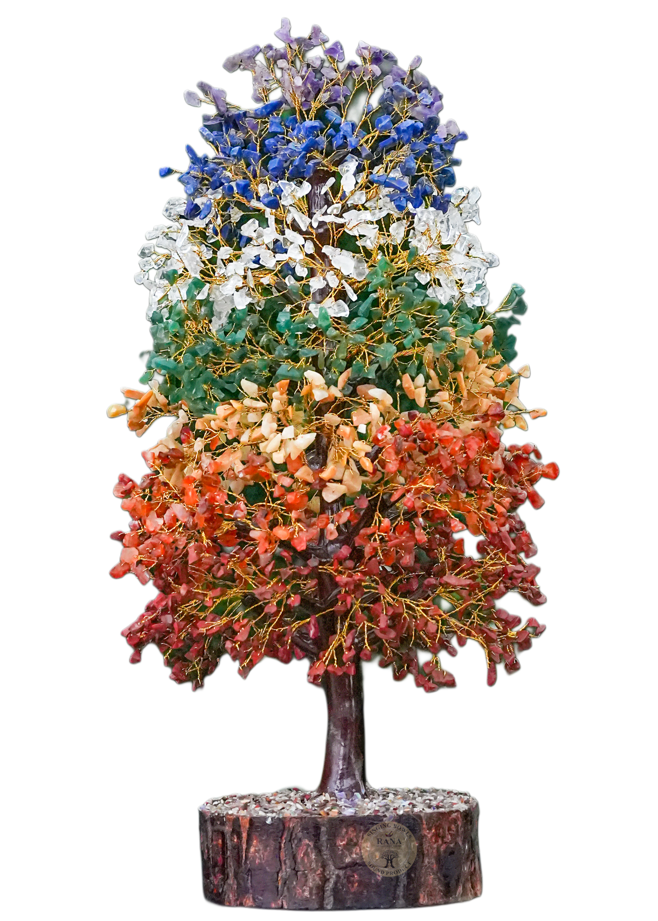 7 Chakra Gemstone Tree on Wooden Base