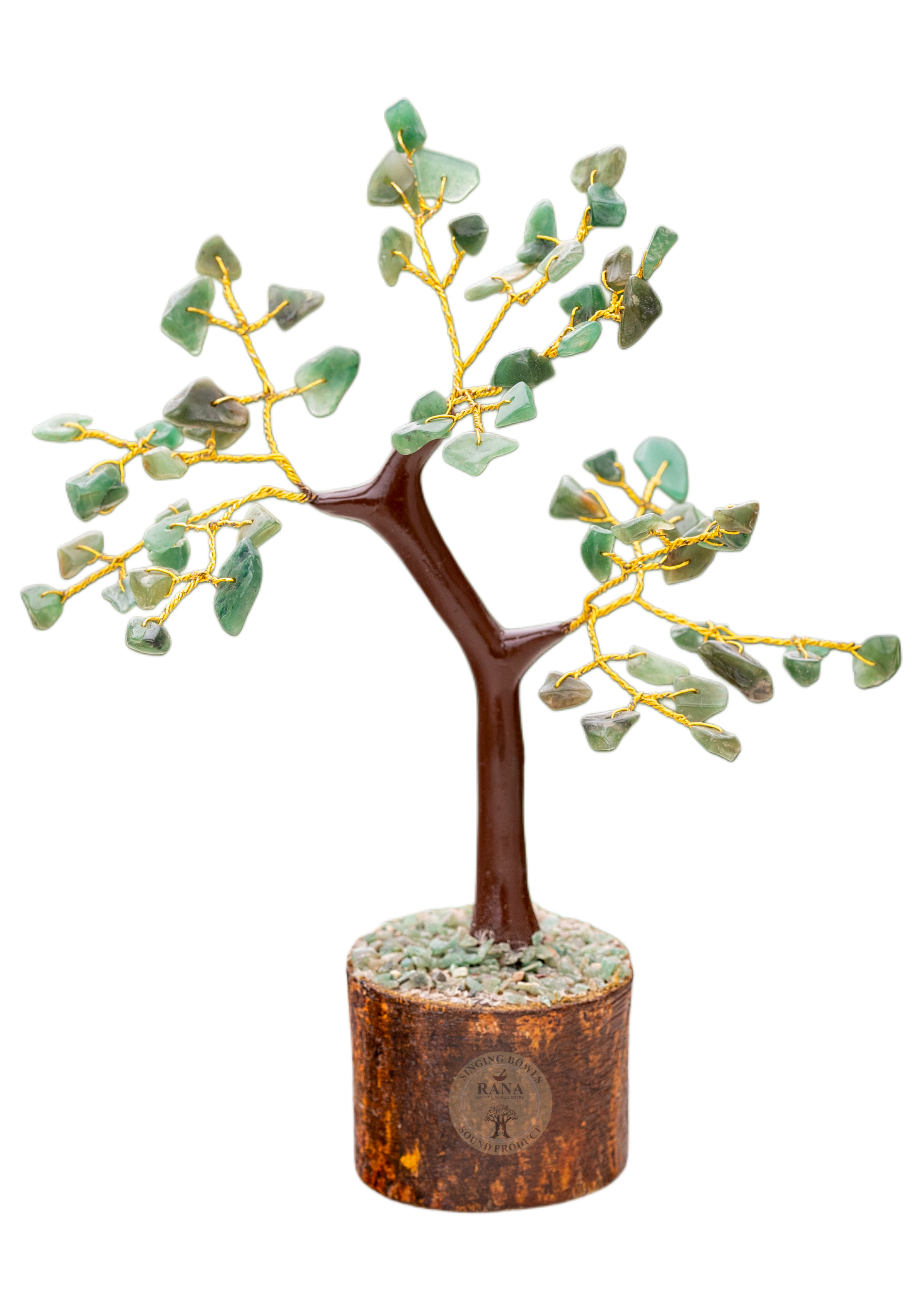 Green Aventurine Gemstone Tree on Wooden-Style Base