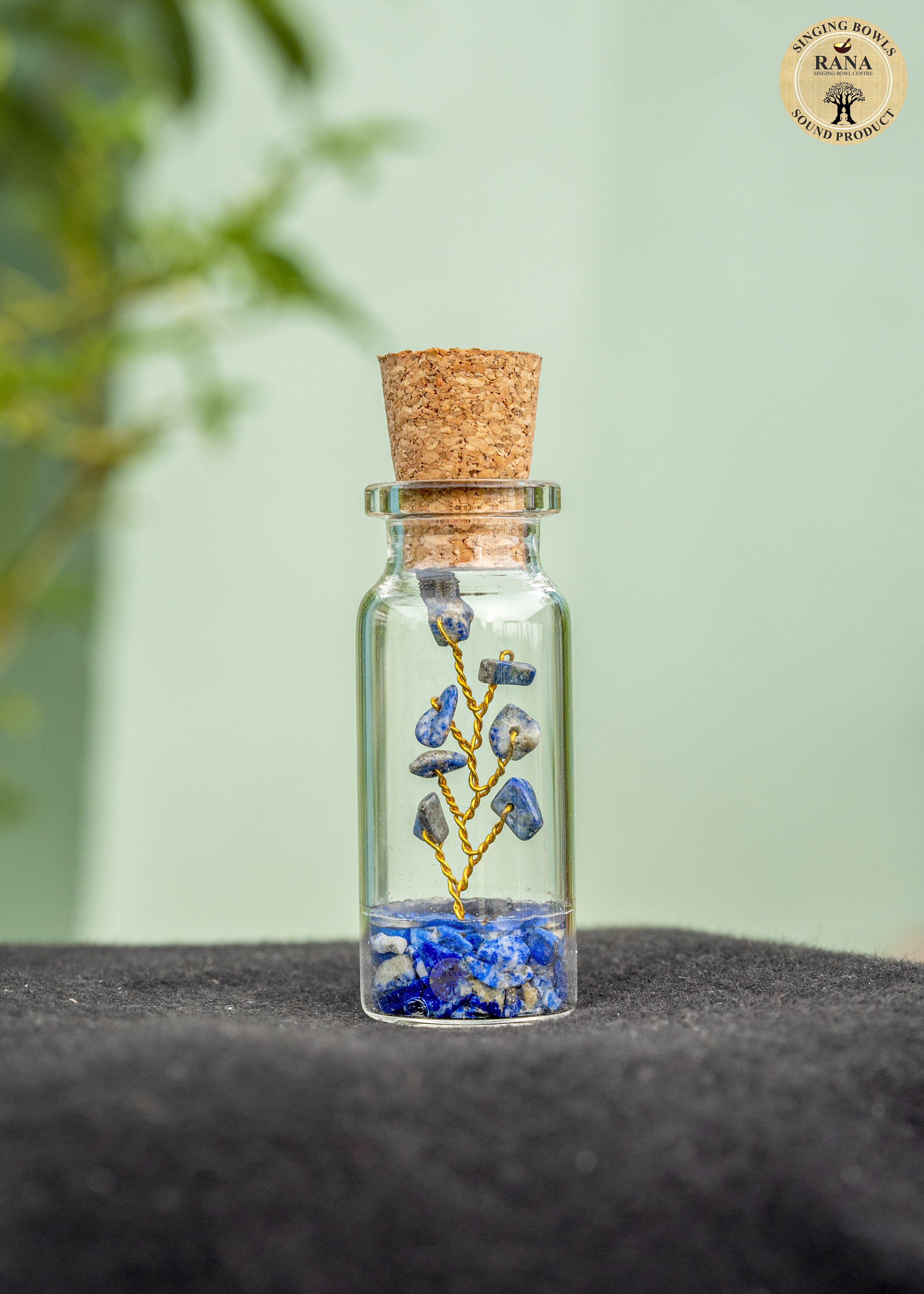 Mini Sodalite Gemstone Tree in Glass Bottle with Cork Lid
