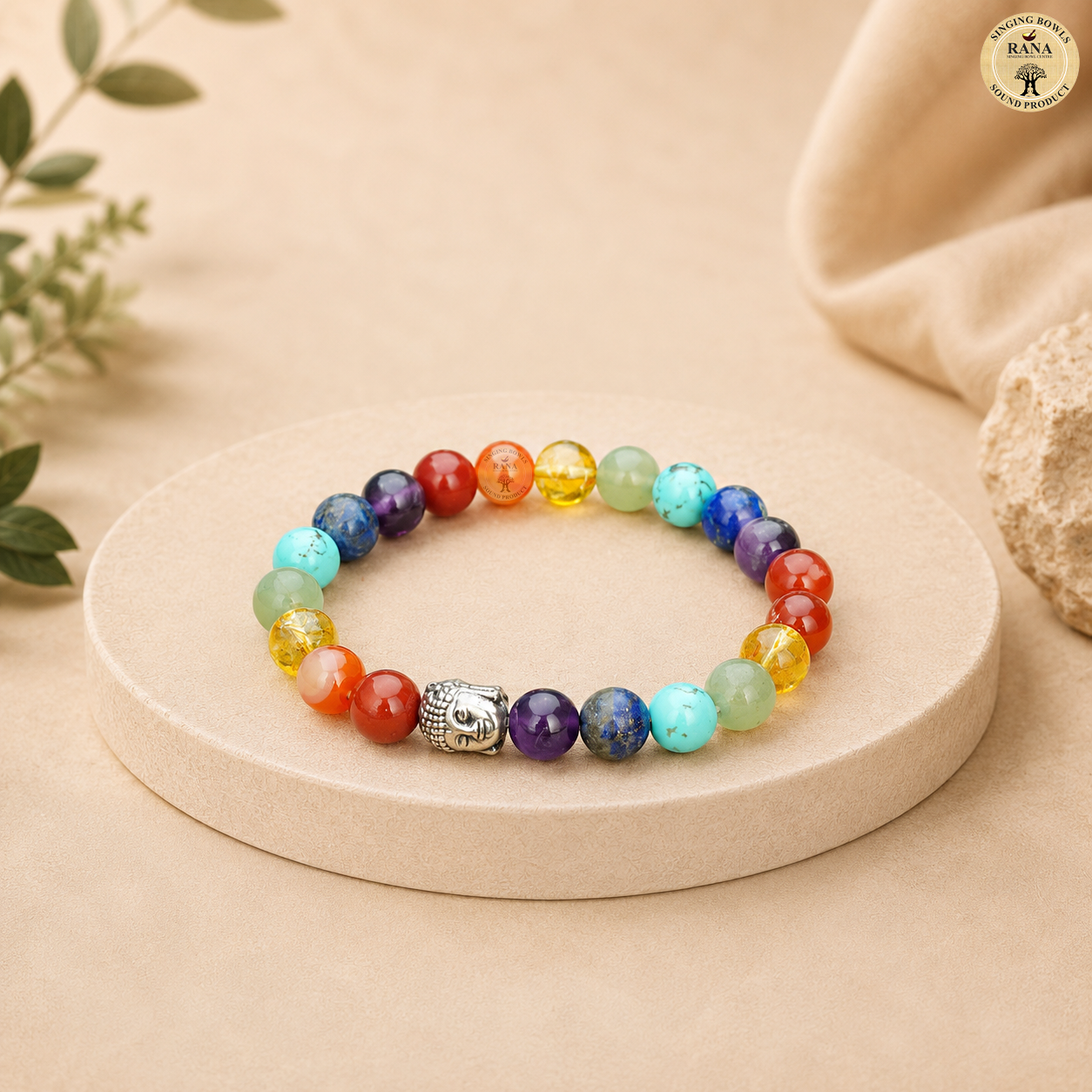 Seven Chakra Gemstone Buddha Bead Bracelet