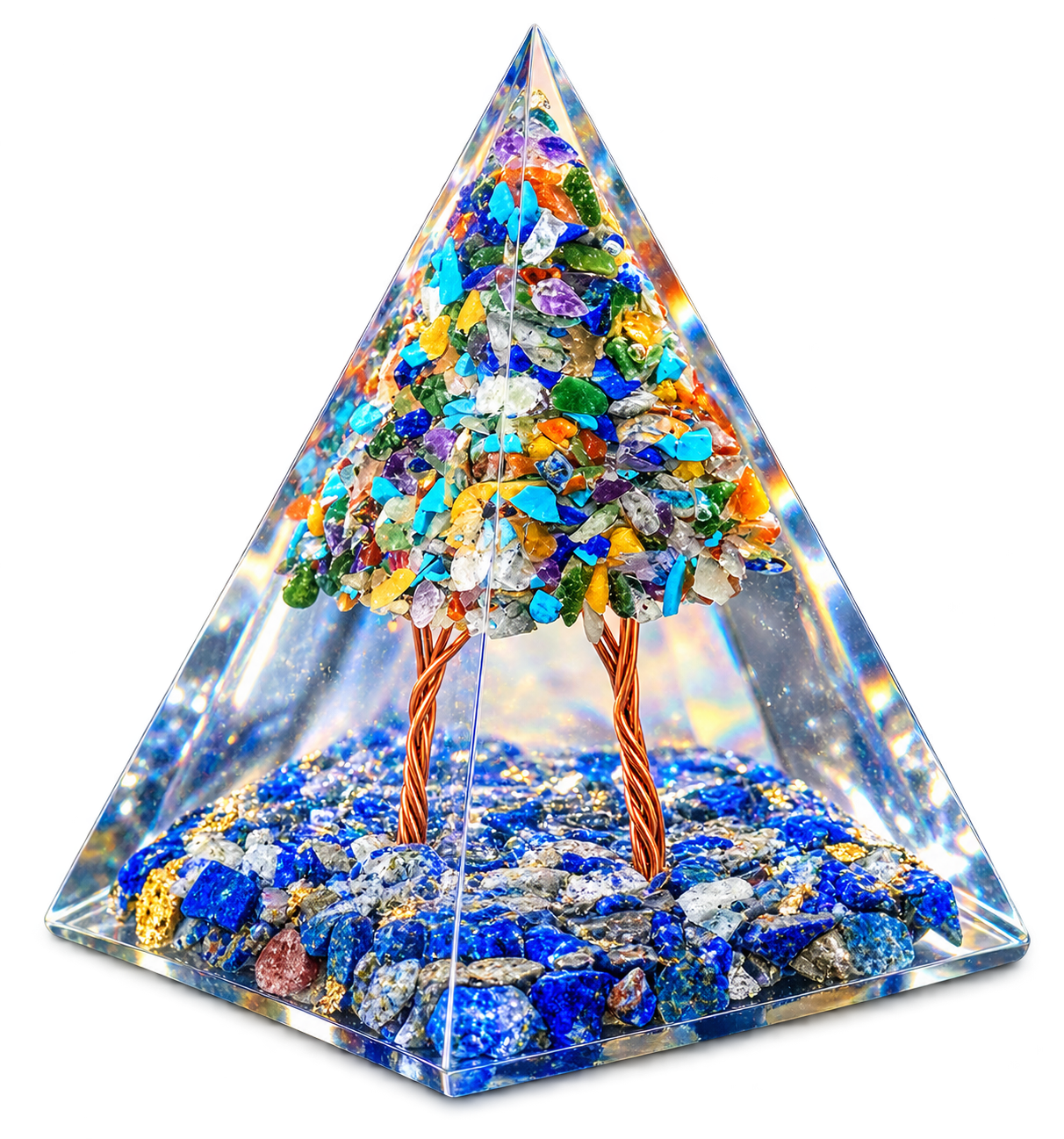 7 Chakra Gemstone Tree Orgonite Pyramid