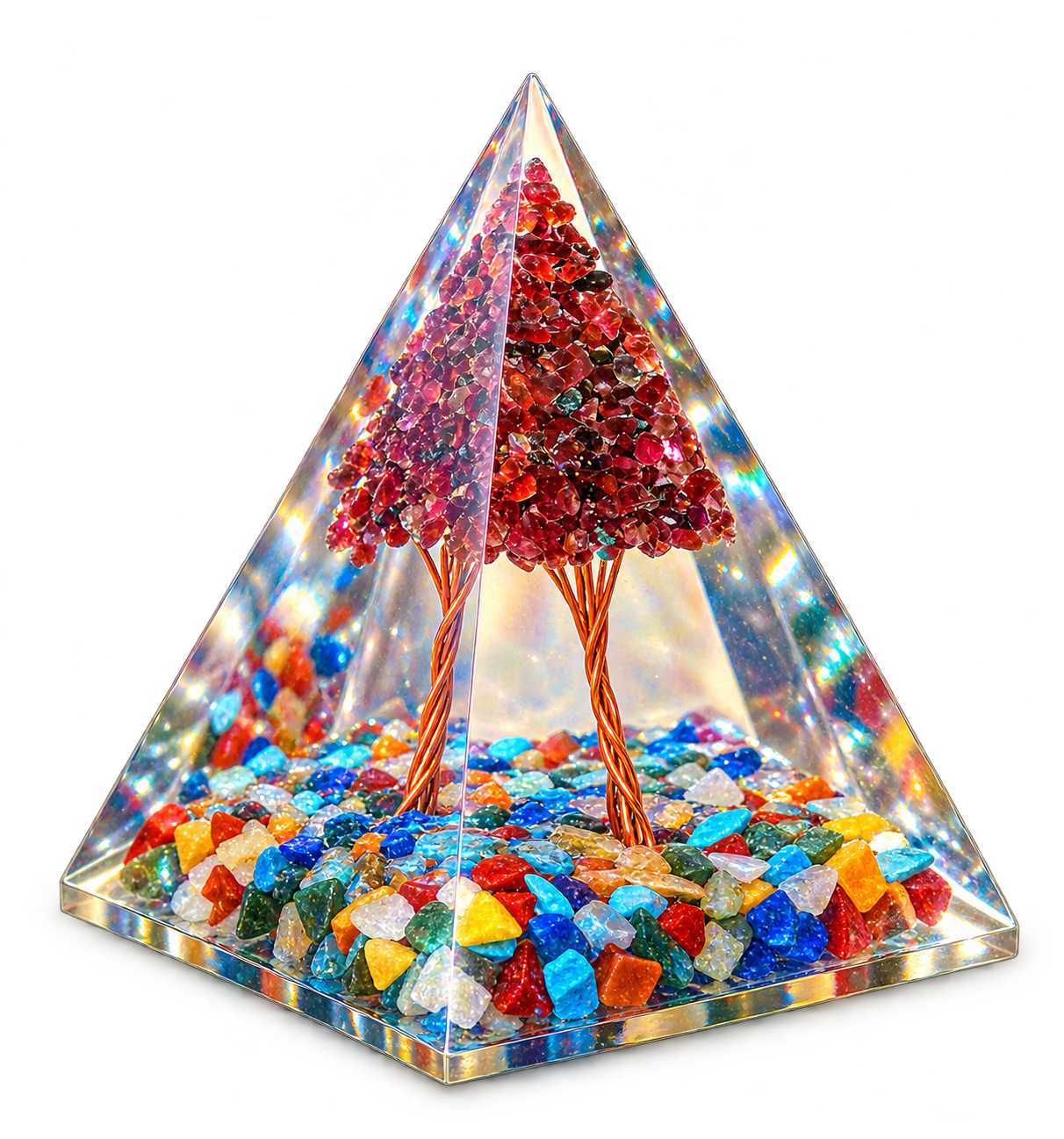 Garnet Gemstone Tree Orgonite Pyramid