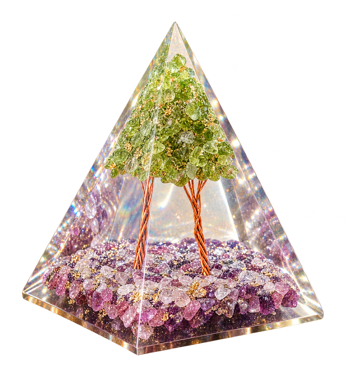 Green Aventurine Gemstone Tree Orgonite Pyramid