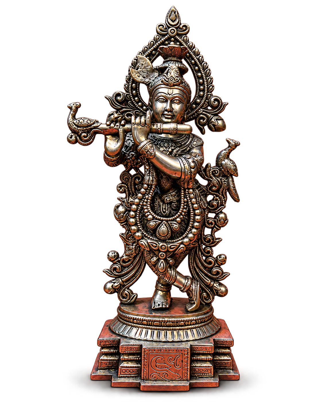 Lord Krishna Statue with Peacock Motif