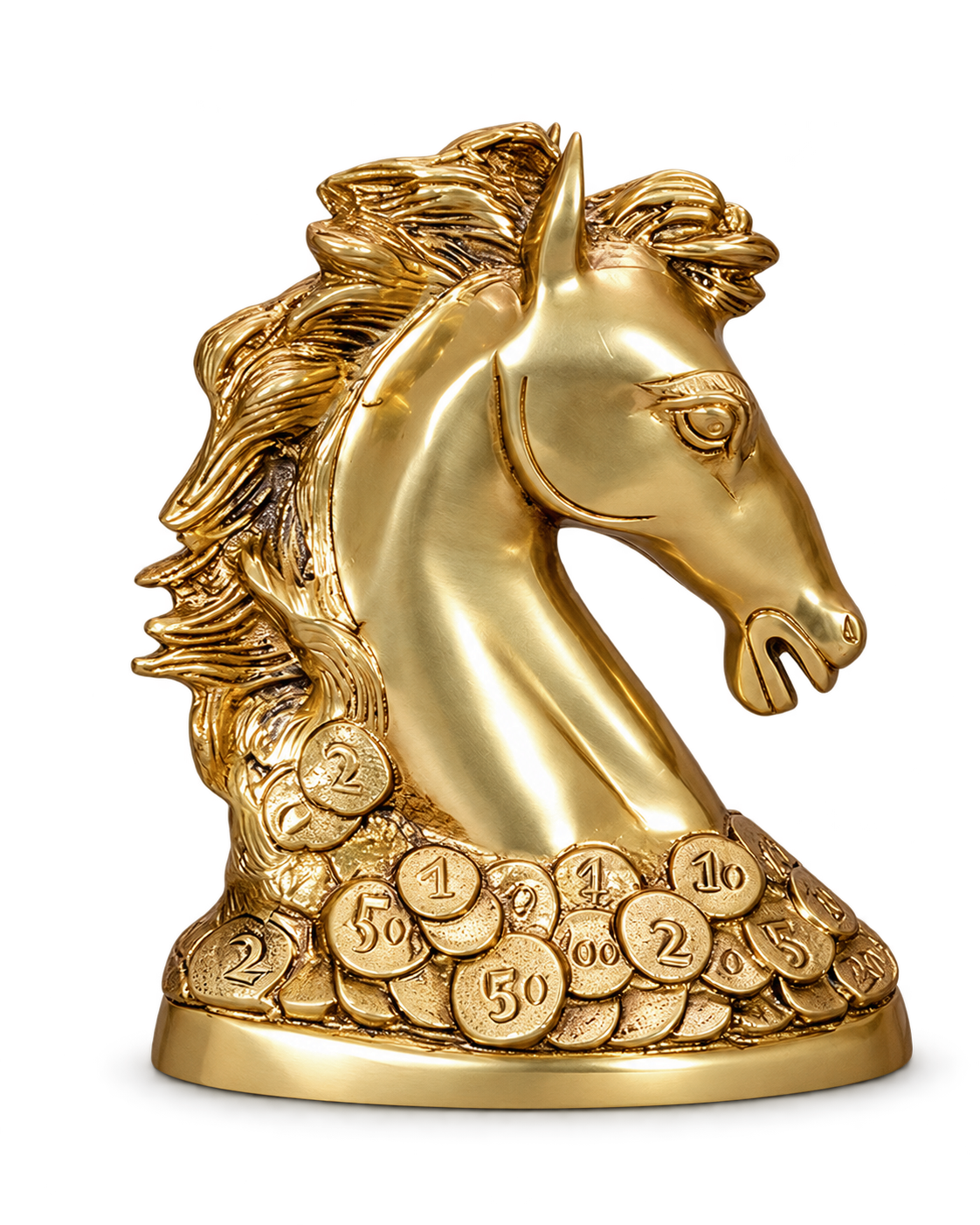 Brass Horse Head Wealth Statue