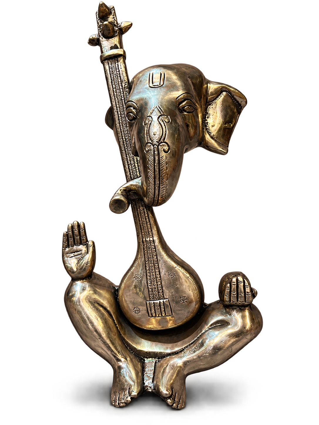 Lord Ganesha Veena Brass Statue