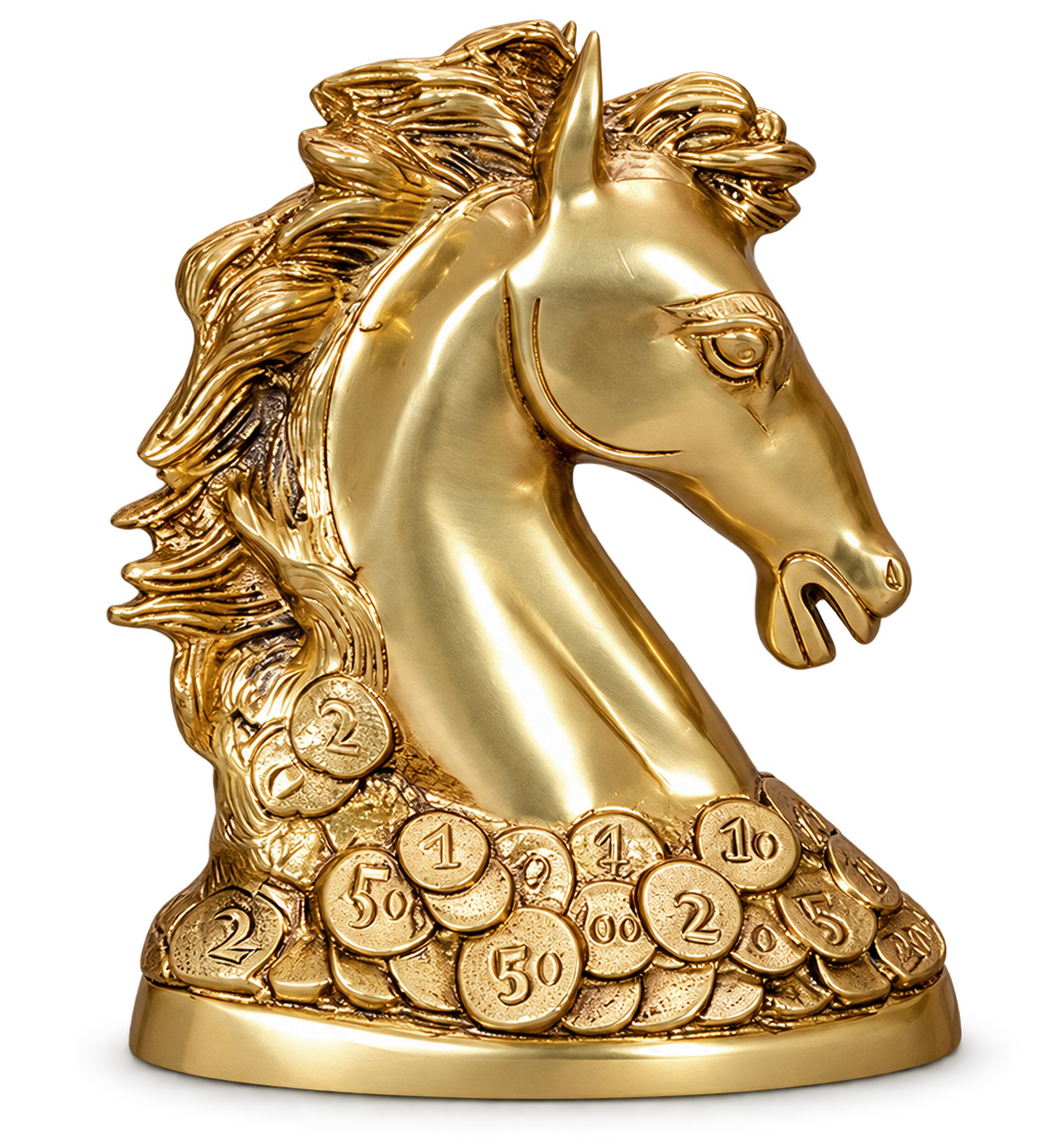 Brass Horse Head Wealth Statue